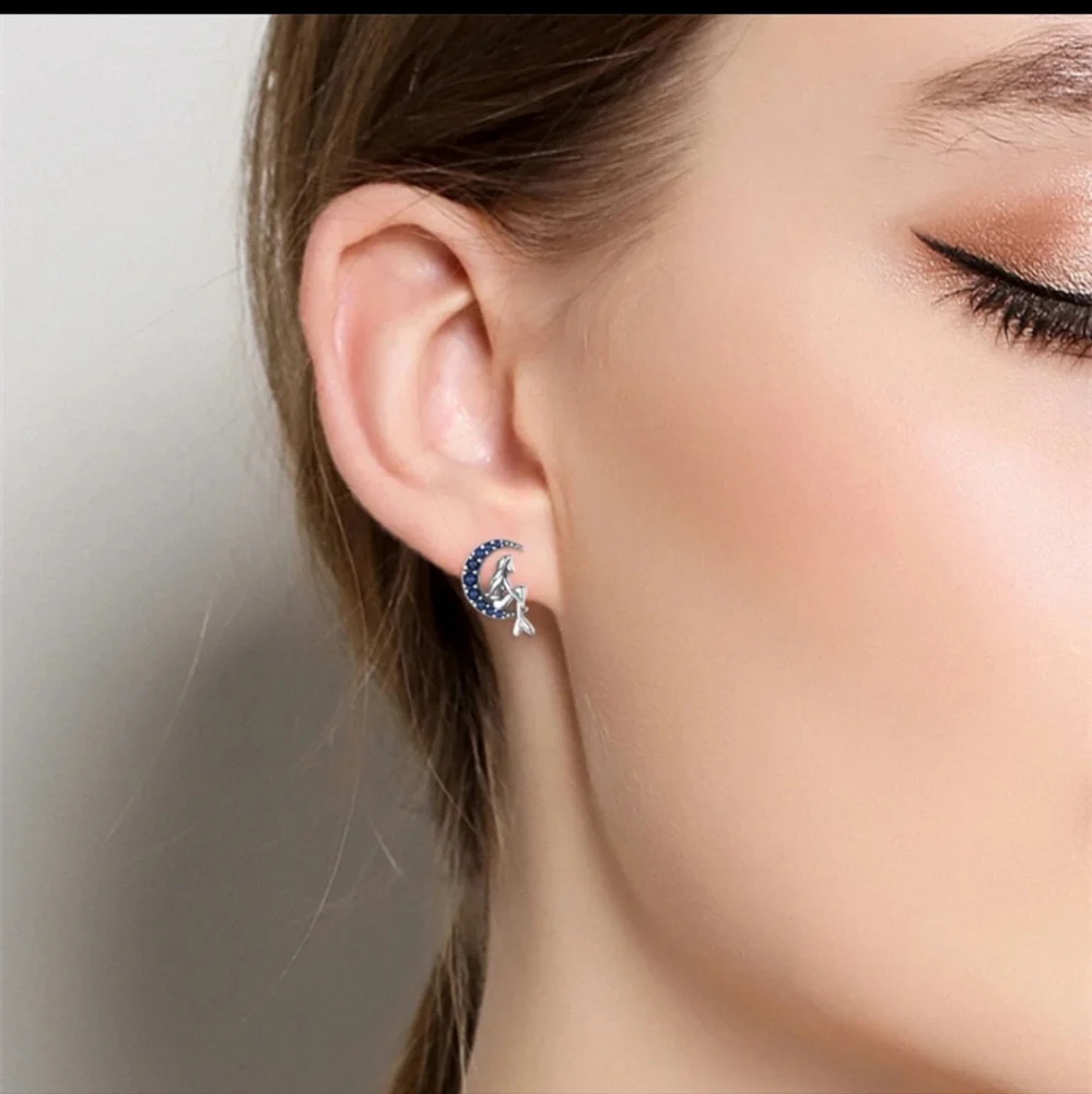 Moon Mermaid 🧜‍♀️ Sterling Silver Earrings - Picture 3 of 9